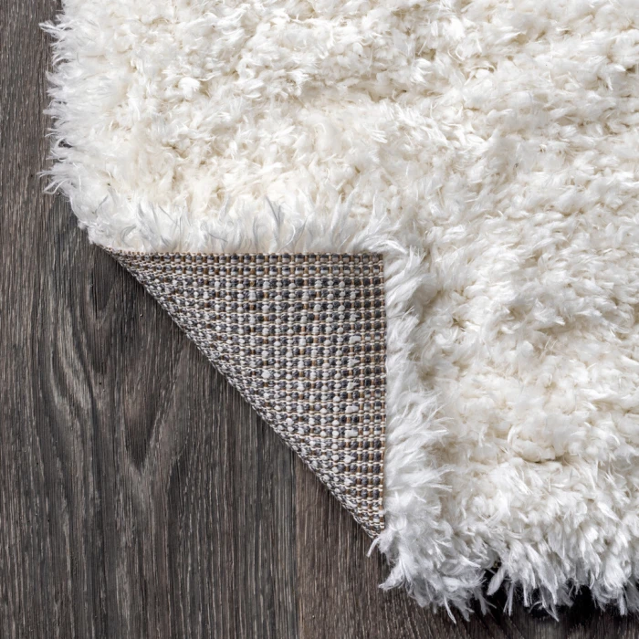 Aydin Solid Plush Shag Ivory 5 ft. x 8 ft. Area Rug