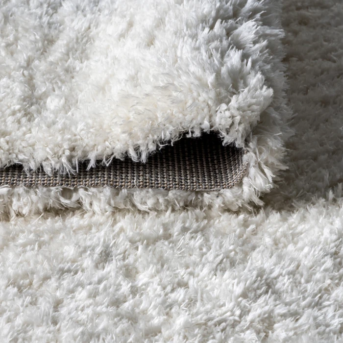 Aydin Solid Plush Shag Ivory 5 ft. x 8 ft. Area Rug