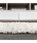 Aydin Solid Plush Shag Ivory 2 ft. x 8 ft. Runner Rug