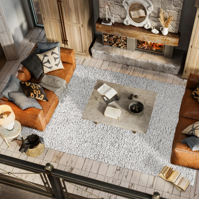 Aydin Plush Shag Mingled Gray/Ivory 3 ft. x 5 ft. Area Rug