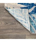 Tropics Palm Leaves Gray/Blue 5' Square Indoor/Outdoor Area Rug