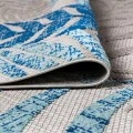 Tropics Palm Leaves Gray/Blue 6' Square Indoor/Outdoor Area Rug