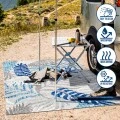 Tropics Palm Leaves Gray/Blue 6' Square Indoor/Outdoor Area Rug
