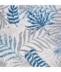 Tropics Palm Leaves Gray/Blue 5' Square Indoor/Outdoor Area Rug