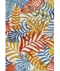 Tropics Palm Leaves Cream/Orange 3 ft. x 5 ft. Indoor/Outdoor Area Rug