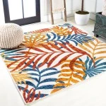 Jonathany Amalfi Coast AMC100B Cream/Orange Area Rug 6 ft. X 6 ft. Square