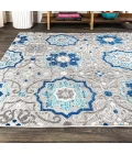 Mediterranean Medallion Blue/Gray 3 ft. x 5 ft. Indoor/Outdoor Area Rug
