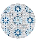 Mediterranean Medallion Blue/Gray 5' Round Indoor/Outdoor Area Rug