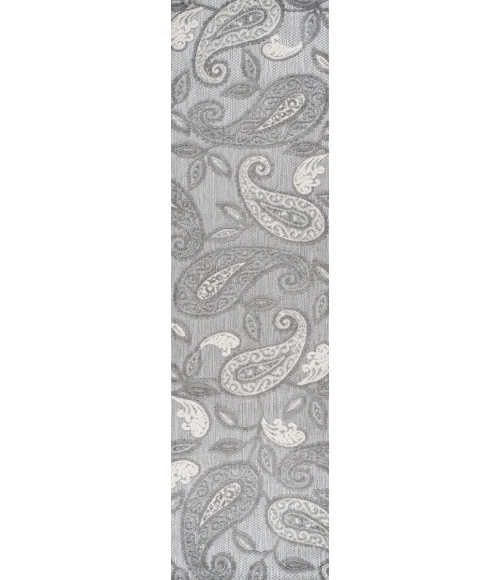 Julien Paisley High-Low Light Gray/Ivory 2 ft. x 8 ft. Indoor/Outdoor Runner Rug