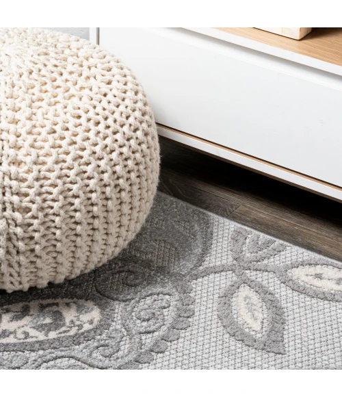 Julien Paisley High-Low Light Gray/Ivory 2 ft. x 8 ft. Indoor/Outdoor Runner Rug