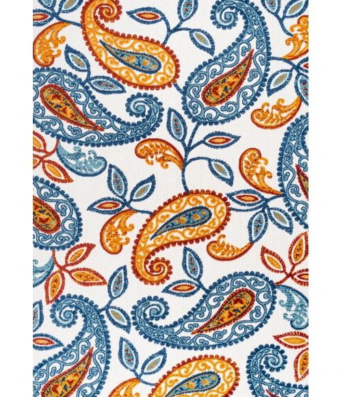 Julien Paisley High-Low Orange/Blue 3 ft. x 5 ft. Indoor/Outdoor Area Rug