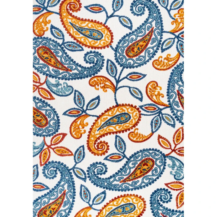 Julien Paisley High-Low Orange/Blue 5 ft. x 8 ft. Indoor/Outdoor Area Rug