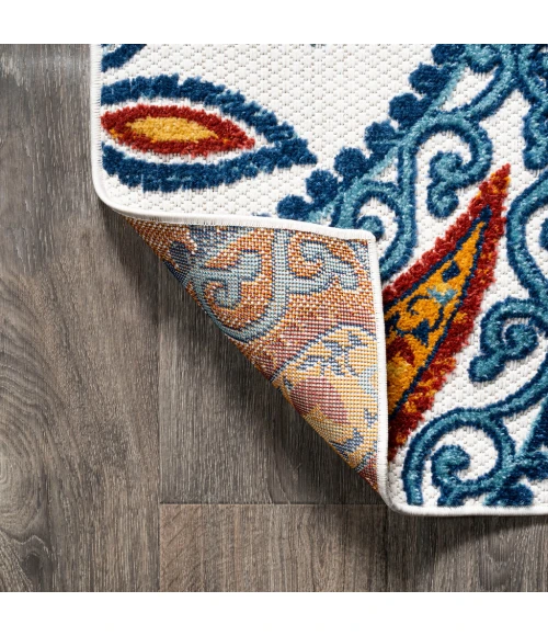 Julien Paisley High-Low Orange/Blue 2 ft. x 10 ft. Indoor/Outdoor Runner Rug