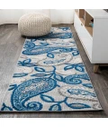 Julien Paisley High-Low Blue/Light Gray 2 ft. x 8 ft. Indoor/Outdoor Runner Rug