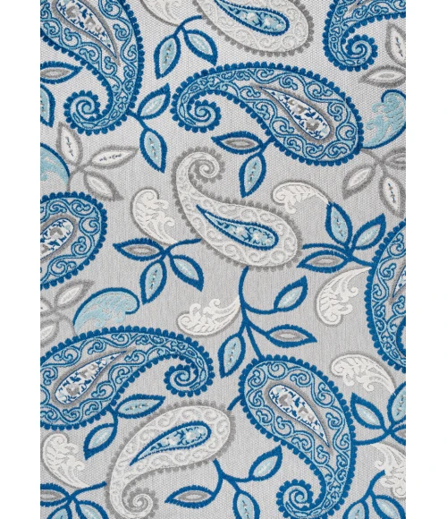 Julien Paisley High-Low Blue/Light Gray 8 ft. x 10 ft. Indoor/Outdoor Area Rug
