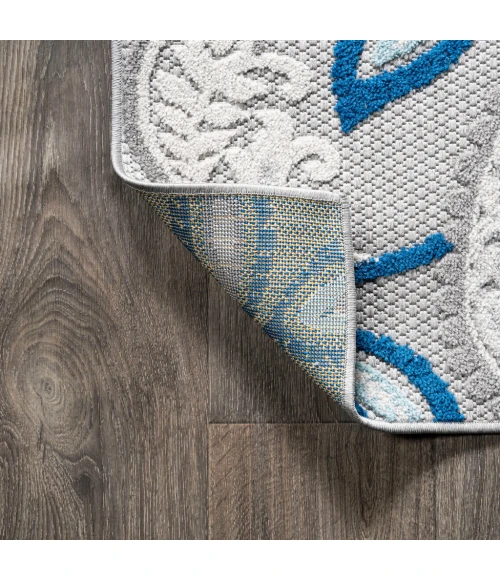 Julien Paisley High-Low Blue/Light Gray 2 ft. x 8 ft. Indoor/Outdoor Runner Rug