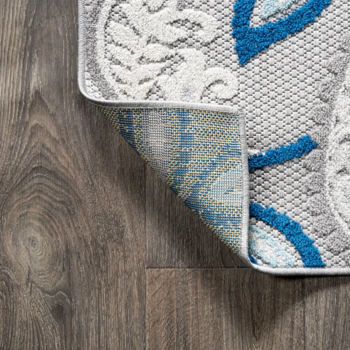 Julien Paisley High-Low Blue/Light Gray 2 ft. x 8 ft. Indoor/Outdoor Runner Rug