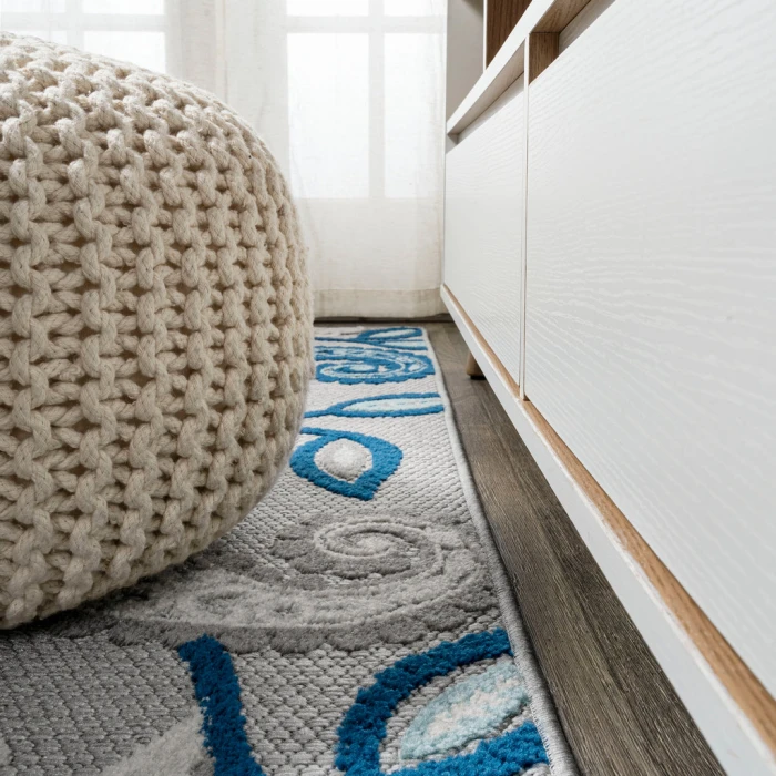 Julien Paisley High-Low Blue/Light Gray 2 ft. x 8 ft. Indoor/Outdoor Runner Rug