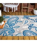 Julien Paisley High-Low Blue/Light Gray 8 ft. x 10 ft. Indoor/Outdoor Area Rug