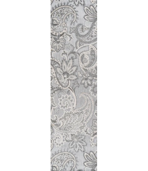 Gordes Paisley High-Low Light Gray/Ivory 2 ft. x 10 ft. Indoor/Outdoor Runner Rug