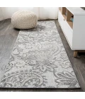 Gordes Paisley High-Low Light Gray/Ivory 2 ft. x 10 ft. Indoor/Outdoor Runner Rug