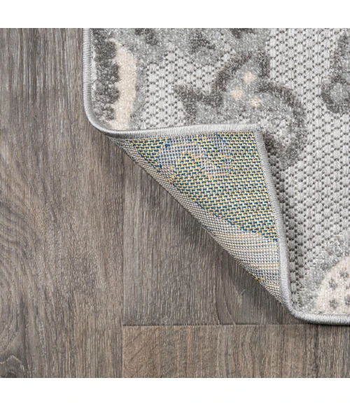 Gordes Paisley High-Low Light Gray/Ivory 2 ft. x 10 ft. Indoor/Outdoor Runner Rug