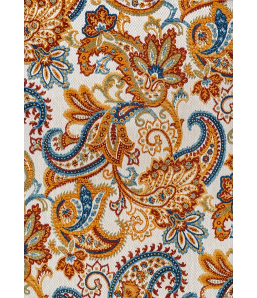 Gordes Paisley High-Low Orange/Multi 5 ft. x 8 ft. Indoor/Outdoor Area Rug