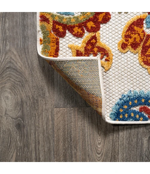 Gordes Paisley High-Low Orange/Multi 2 ft. x 8 ft. Indoor/Outdoor Runner Rug