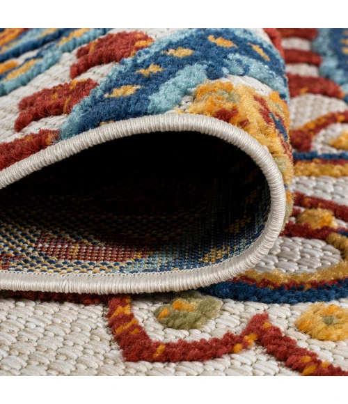 Gordes Paisley High-Low Orange/Multi 2 ft. x 8 ft. Indoor/Outdoor Runner Rug