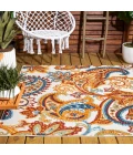 Gordes Paisley High-Low Orange/Multi 5 ft. x 8 ft. Indoor/Outdoor Area Rug