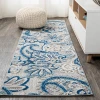 Jonathany Amalfi Coast AMC103C Light Gray/Blue Area Rug 2 ft. 3 in. X 8 ft. Runner