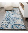 Gordes Paisley High-Low Light Gray/Blue 2 ft. x 8 ft. Indoor/Outdoor Runner Rug