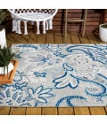 Gordes Paisley High-Low Light Gray/Blue 8 ft. x 10 ft. Indoor/Outdoor Area Rug