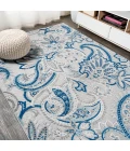 Gordes Paisley High-Low Light Gray/Blue 8 ft. x 10 ft. Indoor/Outdoor Area Rug