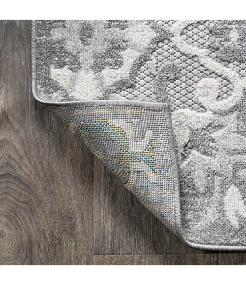 Lucena Modern Medallion High-Low Light Gray/Ivory 2 ft. x 8 ft. Indoor/Outdoor Runner Rug