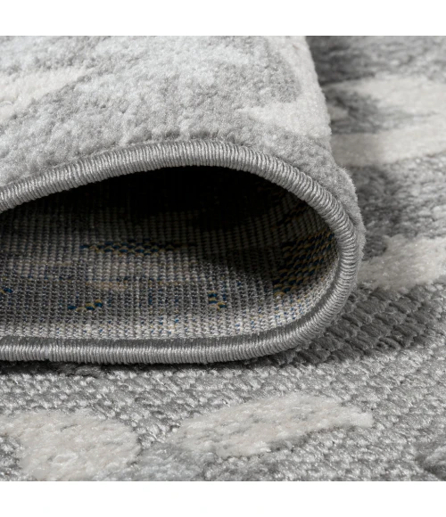 Lucena Modern Medallion High-Low Light Gray/Ivory 2 ft. x 8 ft. Indoor/Outdoor Runner Rug