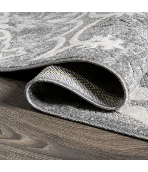 Lucena Modern Medallion High-Low Light Gray/Ivory 2 ft. x 8 ft. Indoor/Outdoor Runner Rug