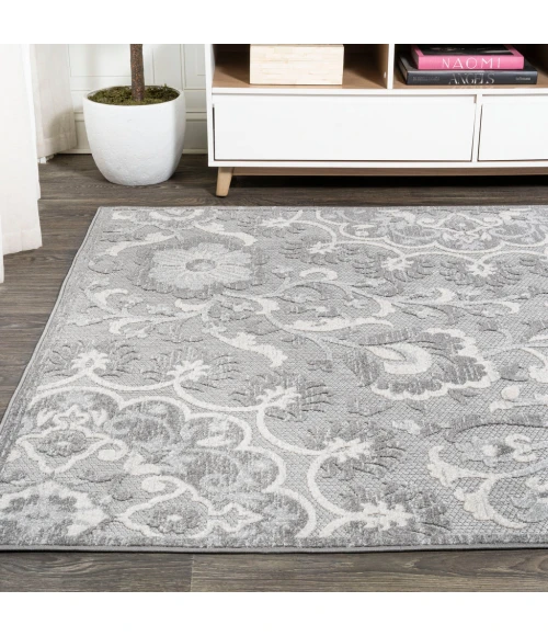 Lucena Modern Medallion High-Low Light Gray/Ivory 3 ft. x 5 ft. Indoor/Outdoor Area Rug