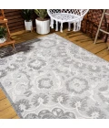 Lucena Modern Medallion High-Low Light Gray/Ivory 3 ft. x 5 ft. Indoor/Outdoor Area Rug