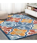 Cassis Ornate Ogee Trellis High-Low Blue/Multi 3 ft. x 5 ft. Indoor/Outdoor Area Rug