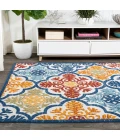 Cassis Ornate Ogee Trellis High-Low Blue/Multi 3 ft. x 5 ft. Indoor/Outdoor Area Rug