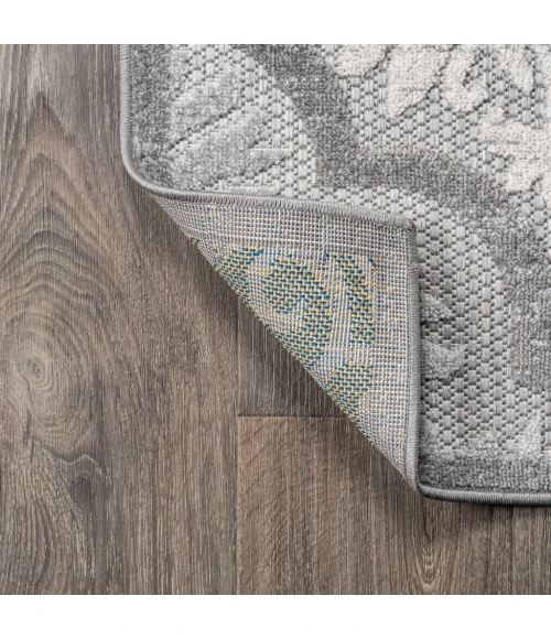 Cassis Ornate Ogee Trellis High-Low Light Gray/Blue 2 ft. x 8 ft. Indoor/Outdoor Runner Rug