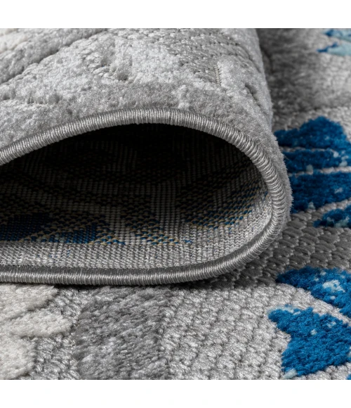 Cassis Ornate Ogee Trellis High-Low Light Gray/Blue 2 ft. x 8 ft. Indoor/Outdoor Runner Rug