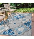 Cassis Ornate Ogee Trellis High-Low Light Gray/Blue 8 ft. x 10 ft. Indoor/Outdoor Area Rug
