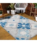 Cassis Ornate Ogee Trellis High-Low Light Gray/Blue 8 ft. x 10 ft. Indoor/Outdoor Area Rug