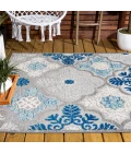 Cassis Ornate Ogee Trellis High-Low Light Gray/Blue 8 ft. x 10 ft. Indoor/Outdoor Area Rug