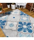 Cassis Ornate Ogee Trellis High-Low Light Gray/Blue 8 ft. x 10 ft. Indoor/Outdoor Area Rug