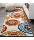 Circus Medallion High-Low Red/Blue 2 ft. x 8 ft. Indoor/Outdoor Runner Rug