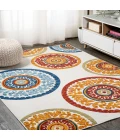 Circus Medallion High-Low Red/Blue 8 ft. x 10 ft. Indoor/Outdoor Area Rug