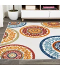 Circus Medallion High-Low Red/Blue 8 ft. x 10 ft. Indoor/Outdoor Area Rug